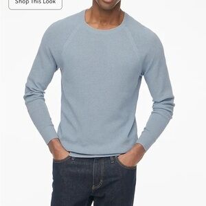 J.Crew Factory Danube blue Cotton seed-stitch crewneck sweater